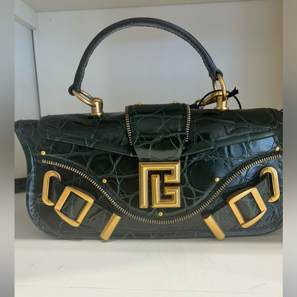 Balmain Black/Gold Blaze Baguette Bag